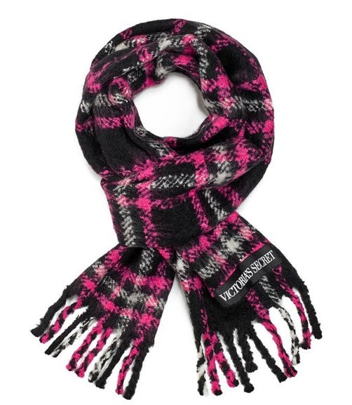 BUFANDA BLACK & FUCHSIA PLAID